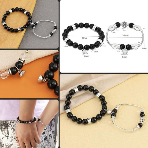 

tennis 2pcs crystal natural stone couple bracelets diy custom names stainless steel beads wrap strand bracelet men women, Golden;silver