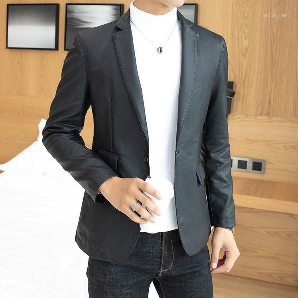 

men's fur & faux business casual jacket autumn and winter -selling youth leather jackets, stylish, simple versatile trendy jackets, Black