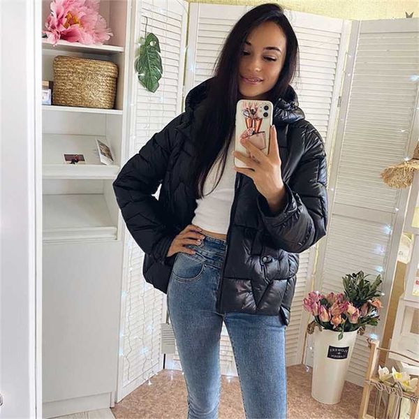 

women winter jacket parkas fashion youth slim hooded women casual street warm autumn coat 211216, Black