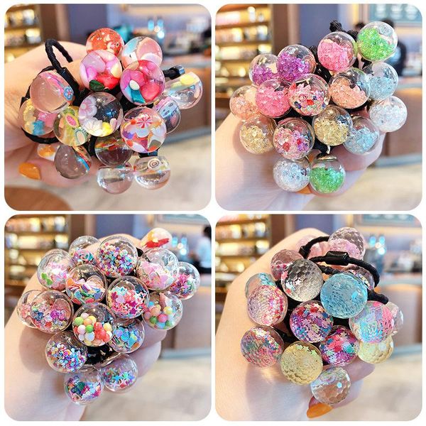 

hair accessories 2/16/ pcs/set glass ball bands cartoon fruit tie kid elastic scrunchies rubber, Slivery;white