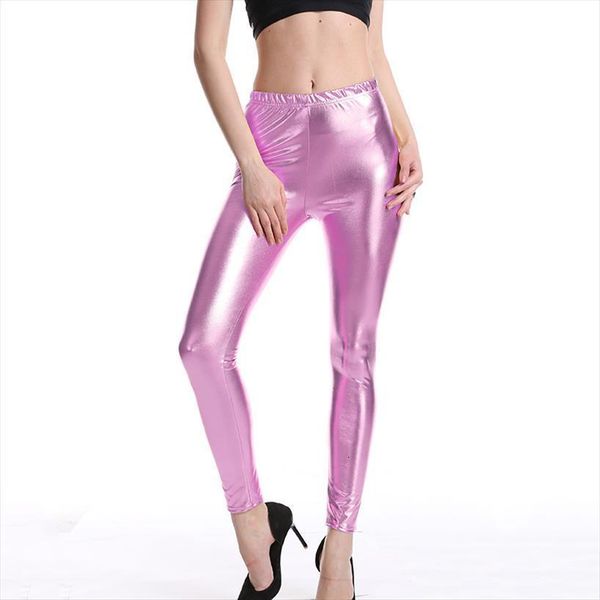 

shiny pants pu leather womens legging push up high waist fitness skinny black polyester bottom