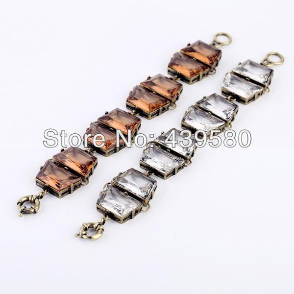 

design jewelry factory wholesale colorful fashion brown and clear stone crystal bracelet link, chain, Black