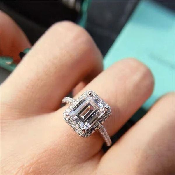 Cluster Ringe handgemacht 100% 925 Sterling Silber Engagement Hochzeit für Frauen Ring Set Band Finger Versprechen Schmuck Braut personalisiert