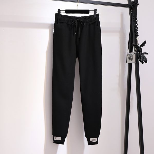 

pant plus size 6xl 5xl 4xl 3xl women spring fall long elastic waistline women's fashionable black cargo pants for mujers, White