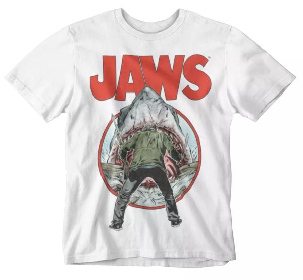 

jaws movie t-shirt shark cult movie tee 70s 80s 90s amity island retro japan, White;black