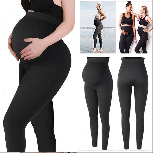 

high waist maternity pregnant womens legging belly support pregnancy skinny pants body shaping panties, Black