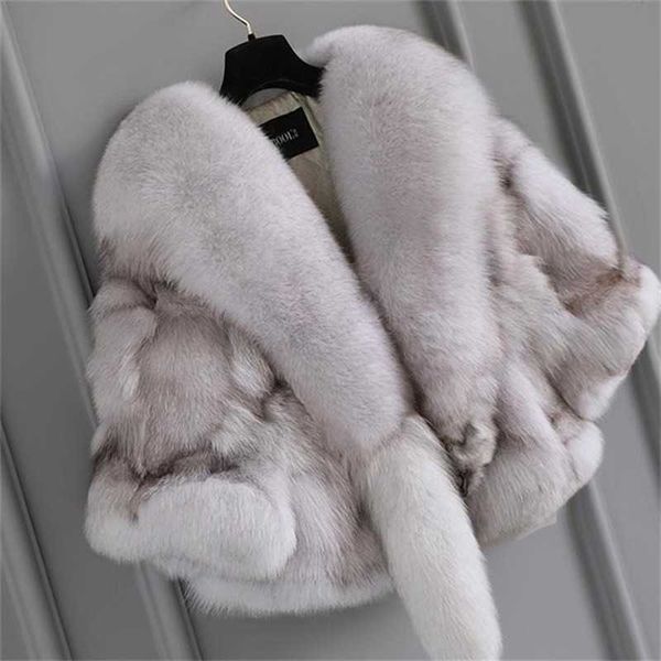 

new winter 100% real fox fur coat genuine natural short cape shawl for women outdoor luxury q0827, Black