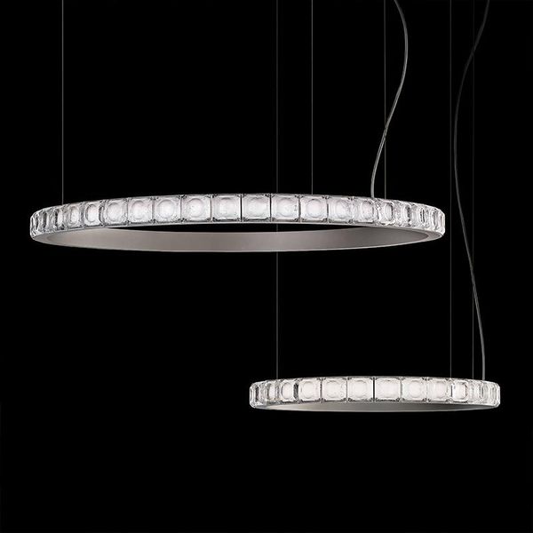 

post modern stainless steel circular living room creative dining bedroom model circle crystal pendant lamp lamps