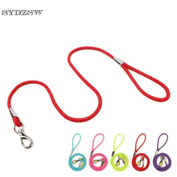 

dog collars & leashes sydzsw reflect weave nylon leash soft foam handle pet lead puppy round rope for dogs cats 120cm blue green pink purple