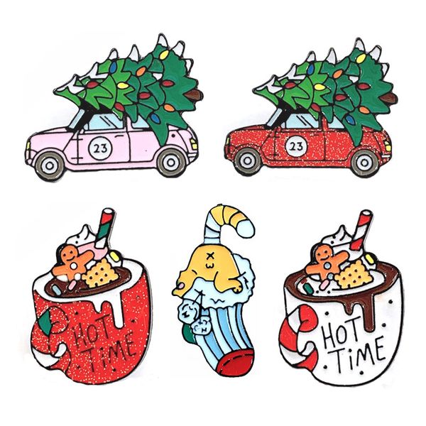 

cute small car tree ice cream git gift funny enamel brooches pins for women christmas demin shirt decor brooch pin metal kawaii badge 456c3, Gray