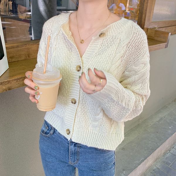 

5 colors autumn outwear korean style soild color twist mohair knittd cardigans womens sweaters womens (x1586 210423, White