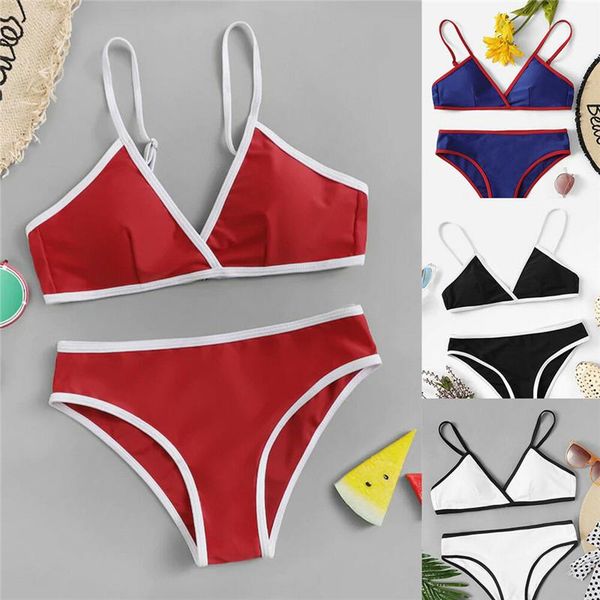 

one-piece suits women solid padded bikini set bandage push-up two-piece swimwear swimsuit bathing suit brazilian outfits
