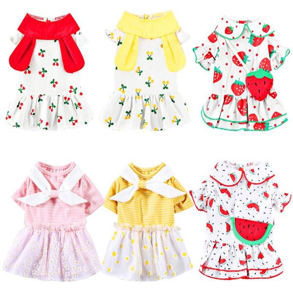 

cat costumes summer clothing for dog dresses fashion princess dress small medium dogs chihuahua skirt strawberry kitten