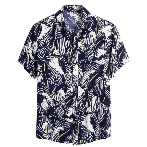 

men's casual shirts fashion wear european trend retro mens hawaiian beach 2021 summer short sleeve floral holiday clothing, White;black