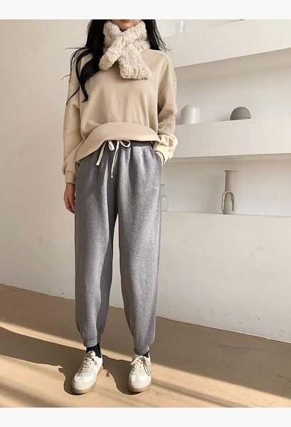 

sports pants women's trousers slacks autumn winter 2021 sweatpants women baggy casual thickened elastic waist & capris, Black;white