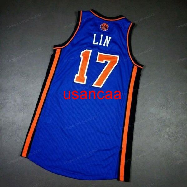 Retro Custom Jeremy Lin Basketball Jersey's Men's Blue сшитый