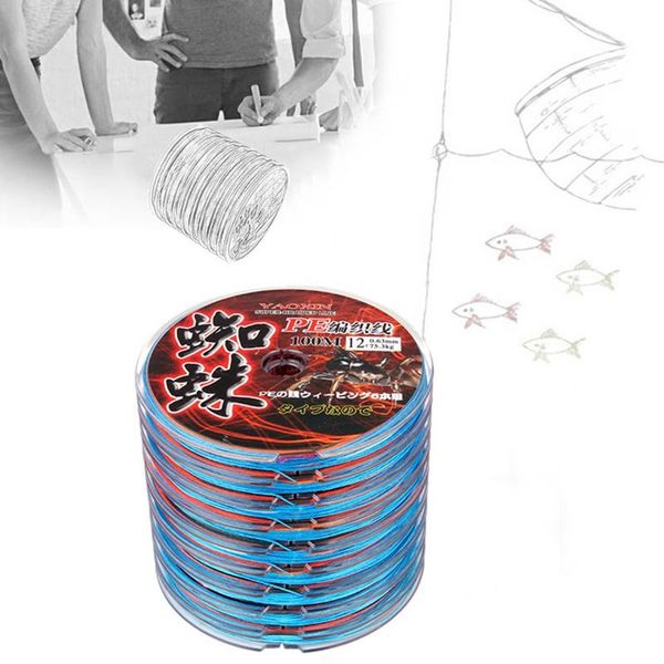 

pcs pe luya braided fishing line for 100 meters with 8 weaving(multicoloured)a total of ten box braid