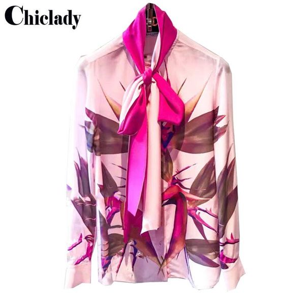 

runway designer shirt women summer long sleeve animal print chiffon blouse lace up bow tie stylish blusas ladies women's blouses & shi, White