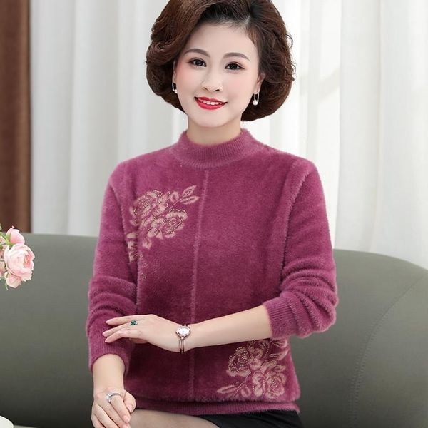 

women's sweaters 2021 autumn winter middle-aged women pullovers plus size 4xl long sleeve bottoming knit sweater mother s651, White;black