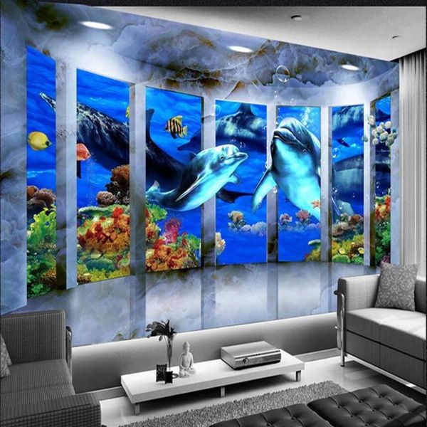 

wallpapers custom any size 3d stereo po wallpaper mural space ocean whales for kindergarten living room bedroom background wall paper