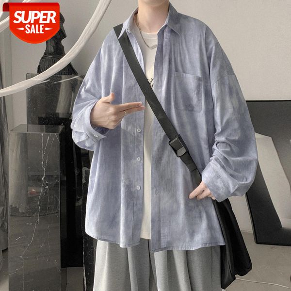 

spring and summer retro tie-dye shirt men's forest light loose #uh3y, White;black