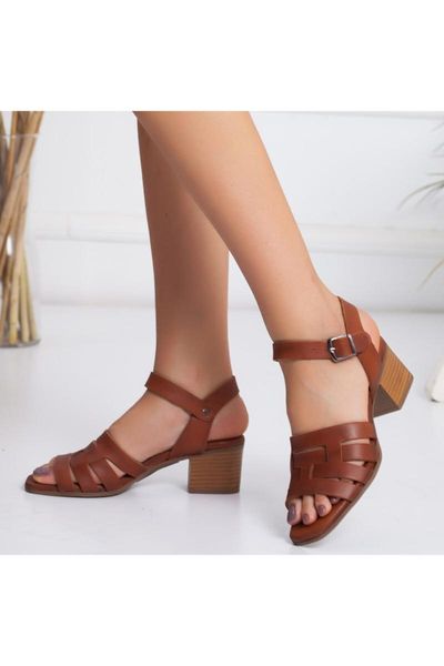 

sandals genuine leather high-heeled, Black