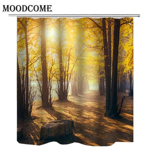 

shower curtains custom curtain forest tree bathroom bath drop scenery nature
