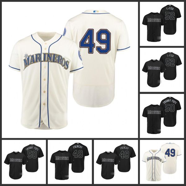 

seattle mariners men 52 anthony bass t-fish 49 wade leblanc erik swanson swanny pops 50 women youthjersey, Black;red