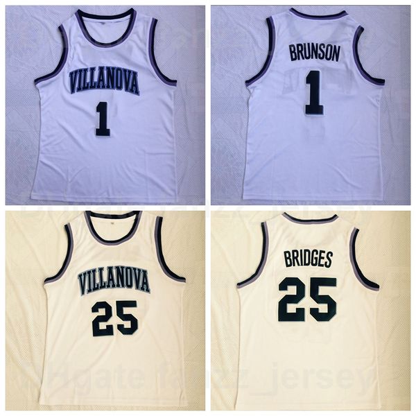 

ncaa basketball villanova wildcats college 25 mikal bridges jersey men 1 jalen brunson university team color white embroidery breathable for, Black