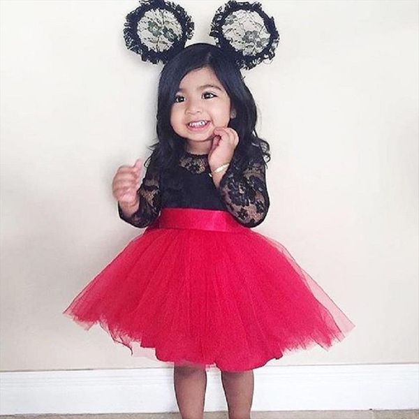 

toddler kids baby girls girl dresses lace princess tulle party evening, Red;yellow