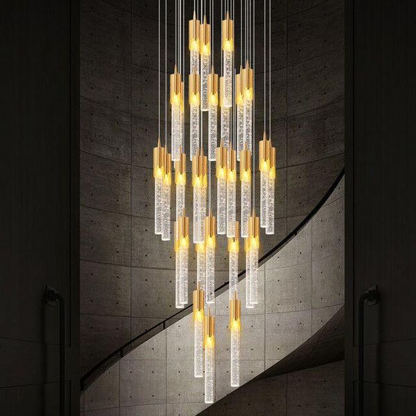 

chandeliers led stair chandelier crystal duplex building lighting simple creative rotating stairwell light luxury nordic long