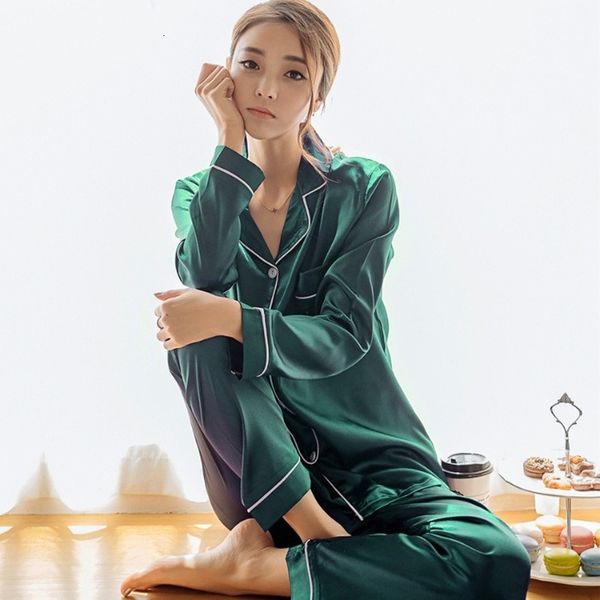 

sleepwear for women silk pajamas pyjama femme satin set home clothes, Black;red