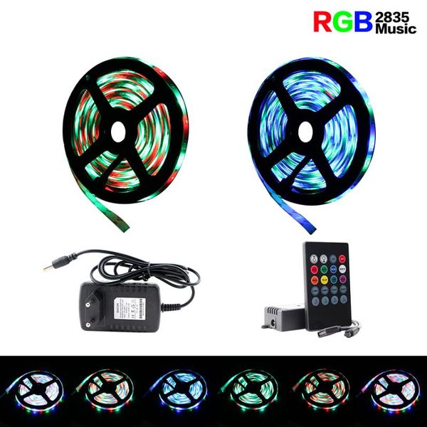 

strips neon 12v led strip rgb diode tape waterproof ledstrip 5m 10m 15m 2835 flexible light lamp music controller set
