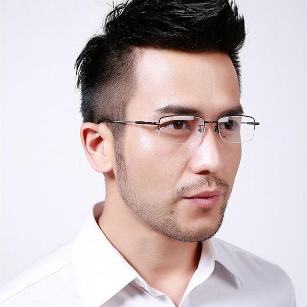 

100-600 degree myopia glasses women men finished fashion metal half frame ultra-light eyewear sunglasses frames, Black