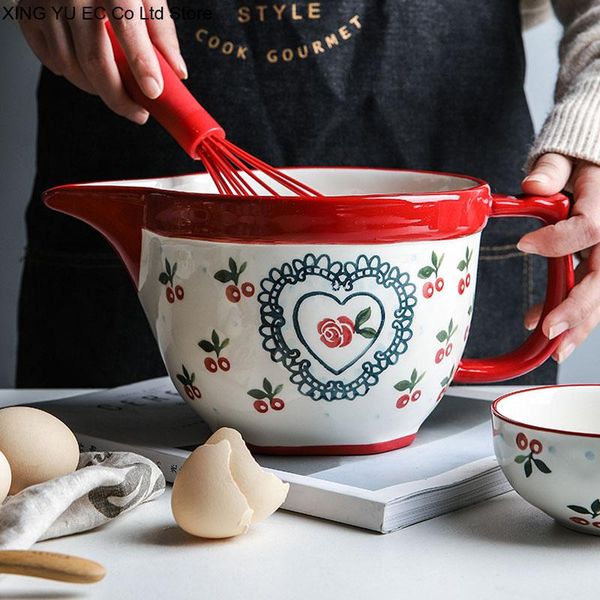 

japanese-style kitchen supplies household ceramic mixing bowl set large capacity baking egg beater underglaze craft dishes & plates