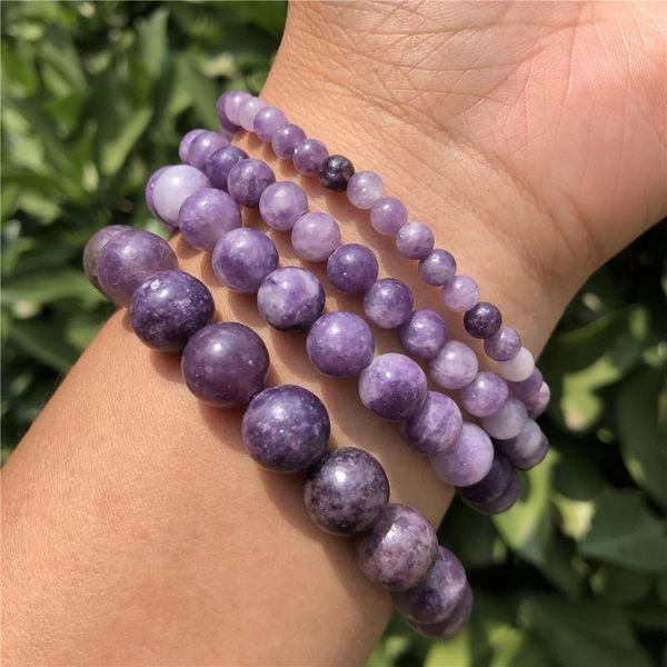 

beaded, strands natural dark purple mica bracelet round beads crystal healing stone fashion jewelry gift for women, Black