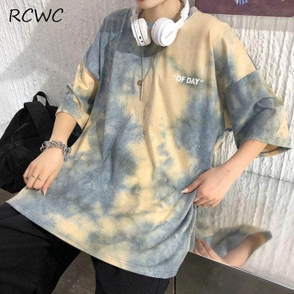 

t-shirt 2021 female student harajuku style tie-dye loose casual ins tide bottoming shirt round neck short sleeves women's, White