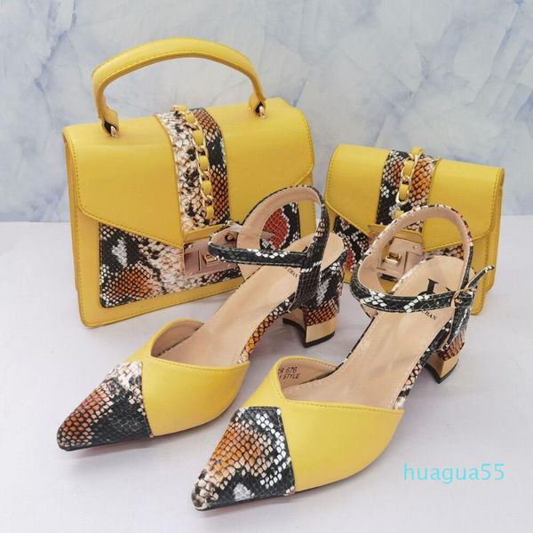 

dress shoes elegant style african wedding and bag to match italian office ladies set with crystal in yellow color, Black