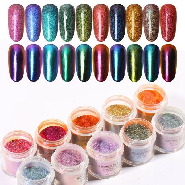 

nail glitter 1 box 10ml dipping powder nails colorful natural dry decorations for designs fast, Silver;gold