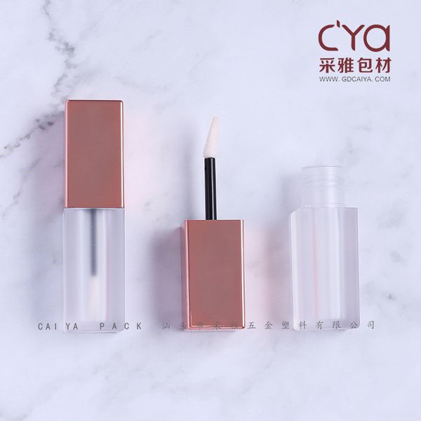 

factory wholesale frosted rose gold cover square lip glaze liquid eye shadow air gloss lip glaze tube