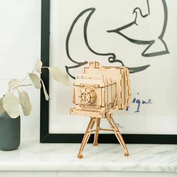 

DIY Vintage Camera Toys 3D Wooden Puzzle Toy Assembly Model Wood Desk Decoration for Children Kids TG403