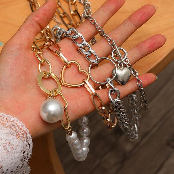 

pendant necklaces vintage multi-layer heart coin chain necklace for women choker portrait lock womens fashion jewelry party accessories, Silver