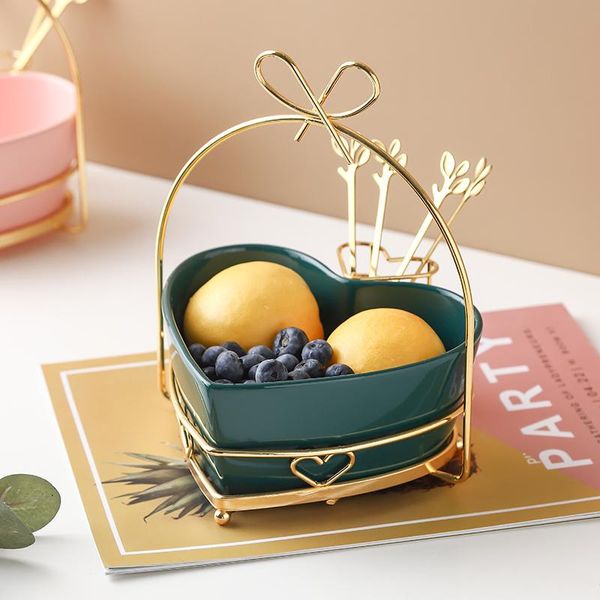 

ceramic fruit basket with fork exquisite dessert cute snack bowl luxury modern minimalist dried porch storage baskets