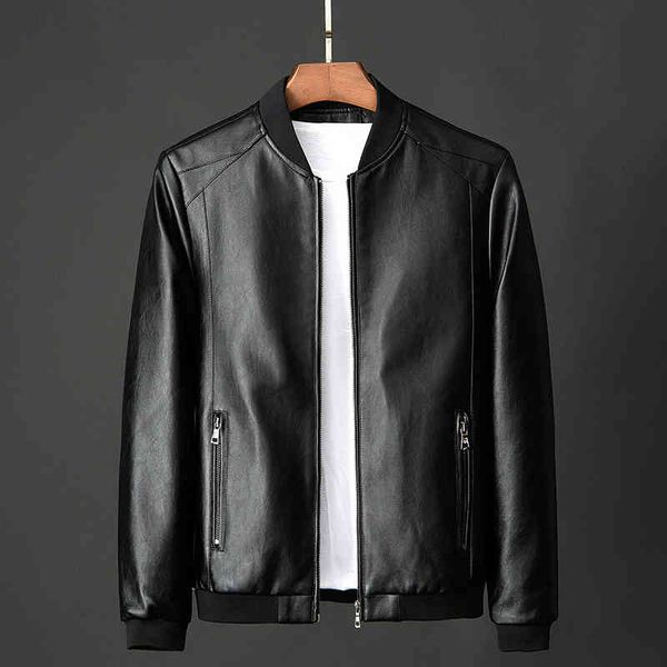 

men's fur & faux spring black jacket for pu leather cycling korean slim thin trendy clothes long sleeve boy coat oversize xxxl 4xl m4i9