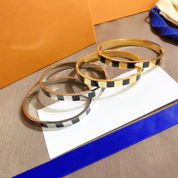

designer bracelets luxury jewelry charm bracelet women bangle letter plated stainless steel 18k gold wristband party gifts accessories hollo, Black