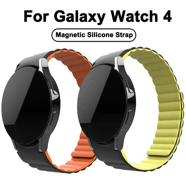 

watch bands silicone for samsung galaxy 4 classic 46mm 42mm watch4 magnetic band 44mm 40mm strap soft wristbands bracelet, Black;brown