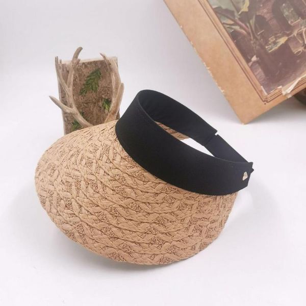 

wide brim hats sun hat fashion heat-insulating braid fabric graceful all-match travel cap for sports women, Blue;gray