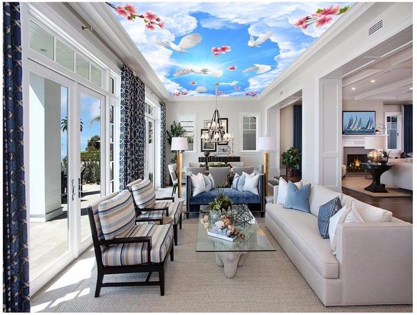 

custom po 3d ceiling murals wallpaper blue sky flower pigeon home decor living room wall for walls 3 d wallpapers
