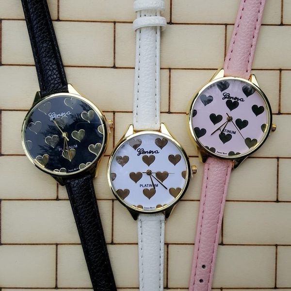 

wristwatches 2021 design slim leather casual wristwatch cute lovers watch women loving heart quartz, Slivery;brown