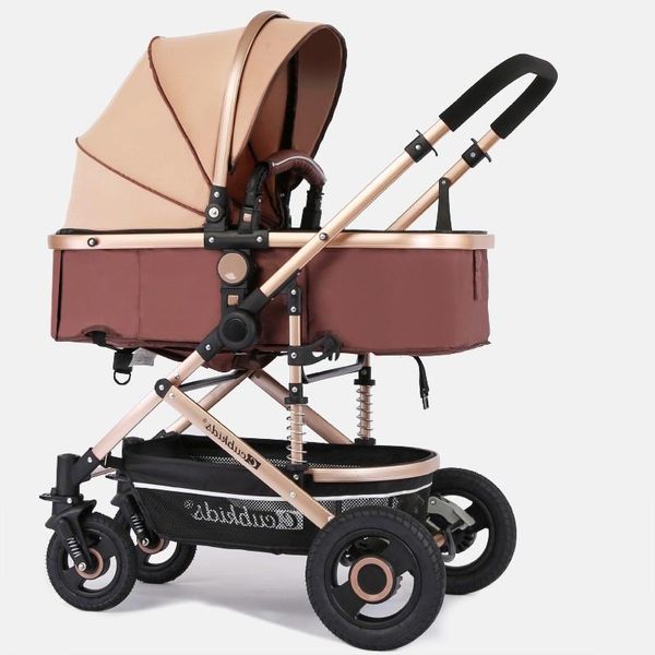 

luxurious baby stroller 2 in 1 lying or dampening folding light weight two-sided child four seasons strollers#